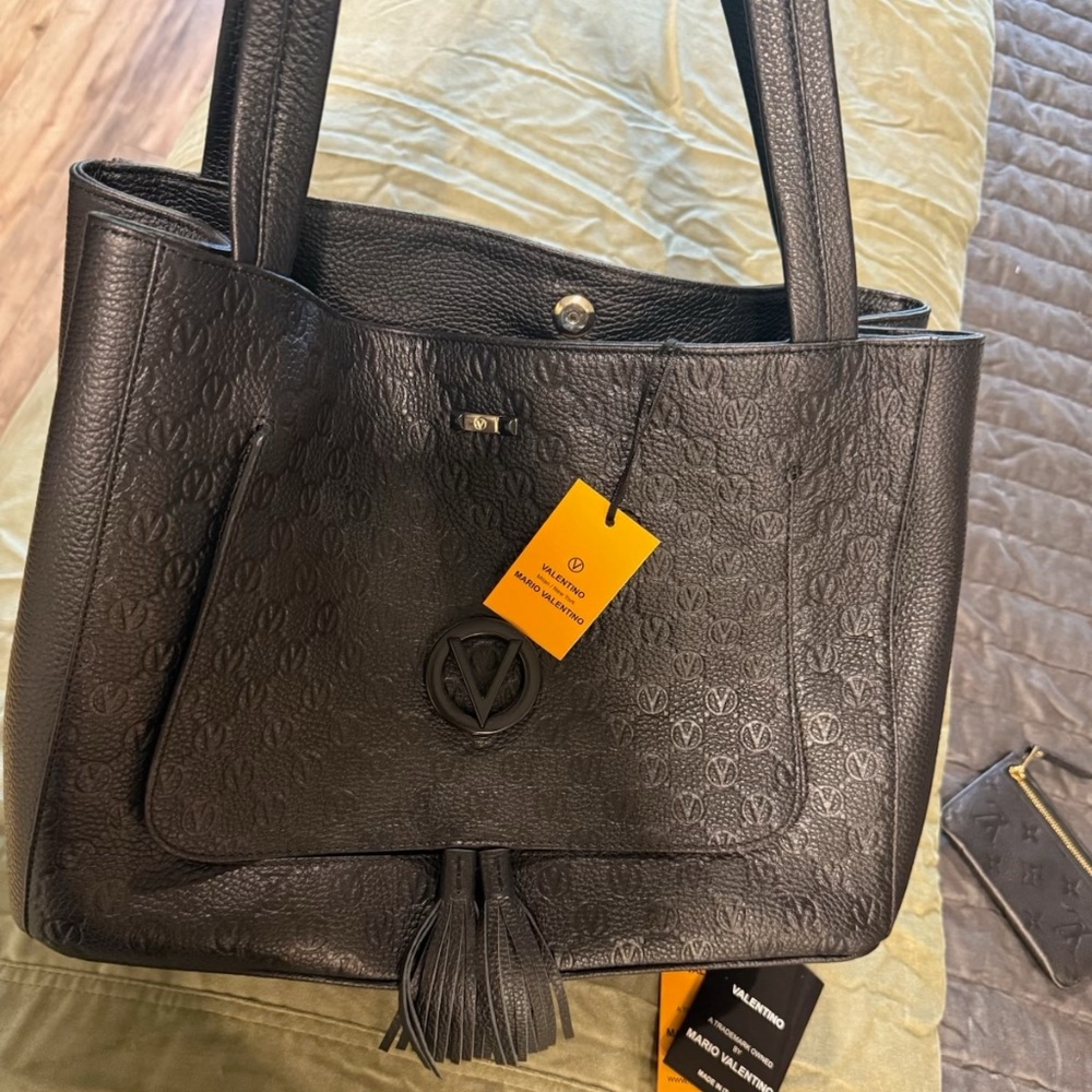 Gilt Valentino By Mario Valentino Ollie Dollaro Monogram Leather Tote